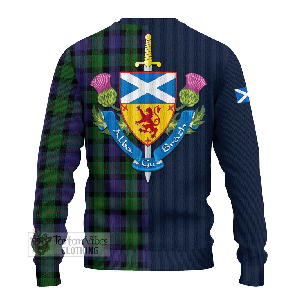 Tartan Vibes Clothing Blair Tartan Knitted Sweater with Scottish Lion Royal Arm Half Style