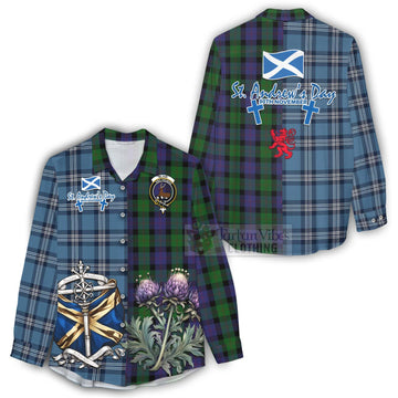 Blair Tartan Women's Casual Shirt Happy St. Andrew's Day Half Tartan Style