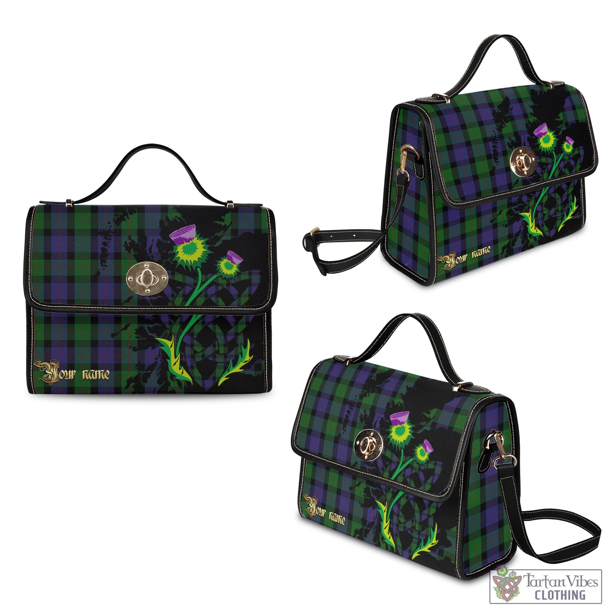 Tartan Vibes Clothing Blair Tartan Waterproof Canvas Bag with Scotland Map and Thistle Celtic Accents