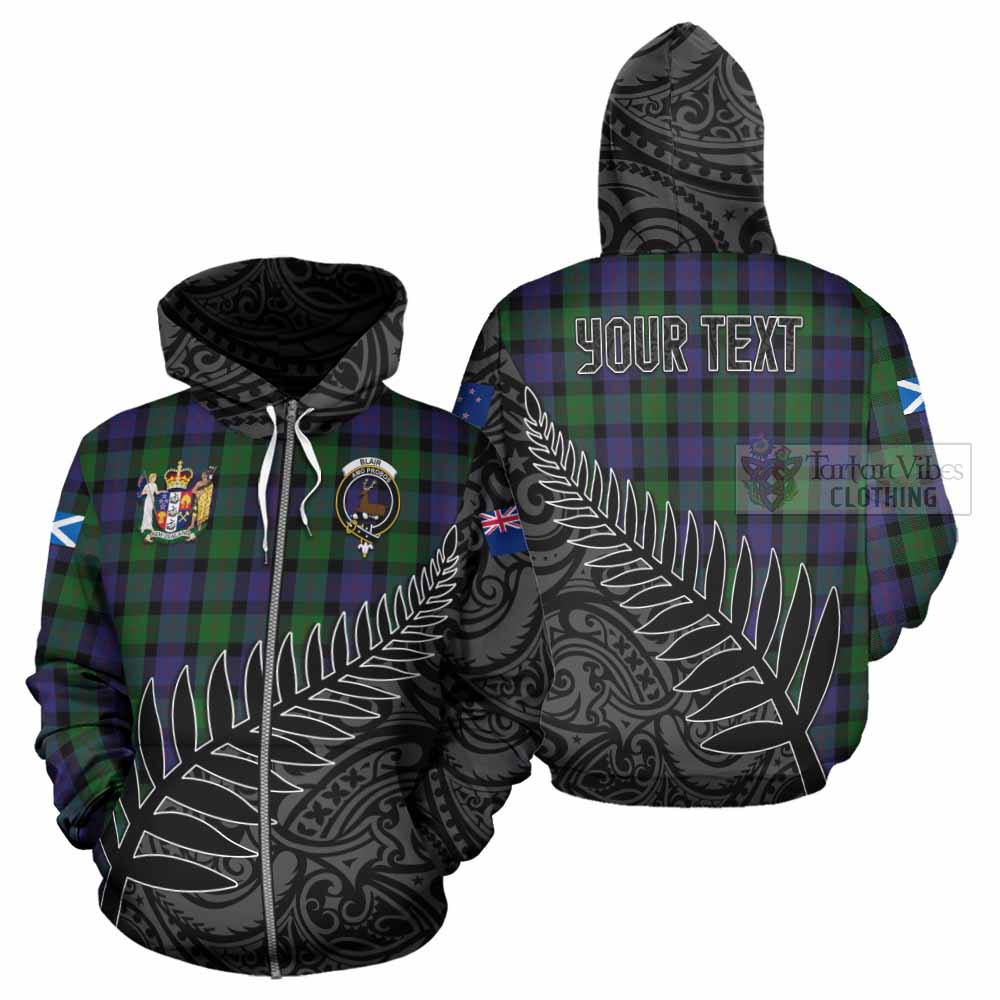 Tartan Vibes Clothing Blair Crest Tartan Hoodie with New Zealand Silver Fern Half Style