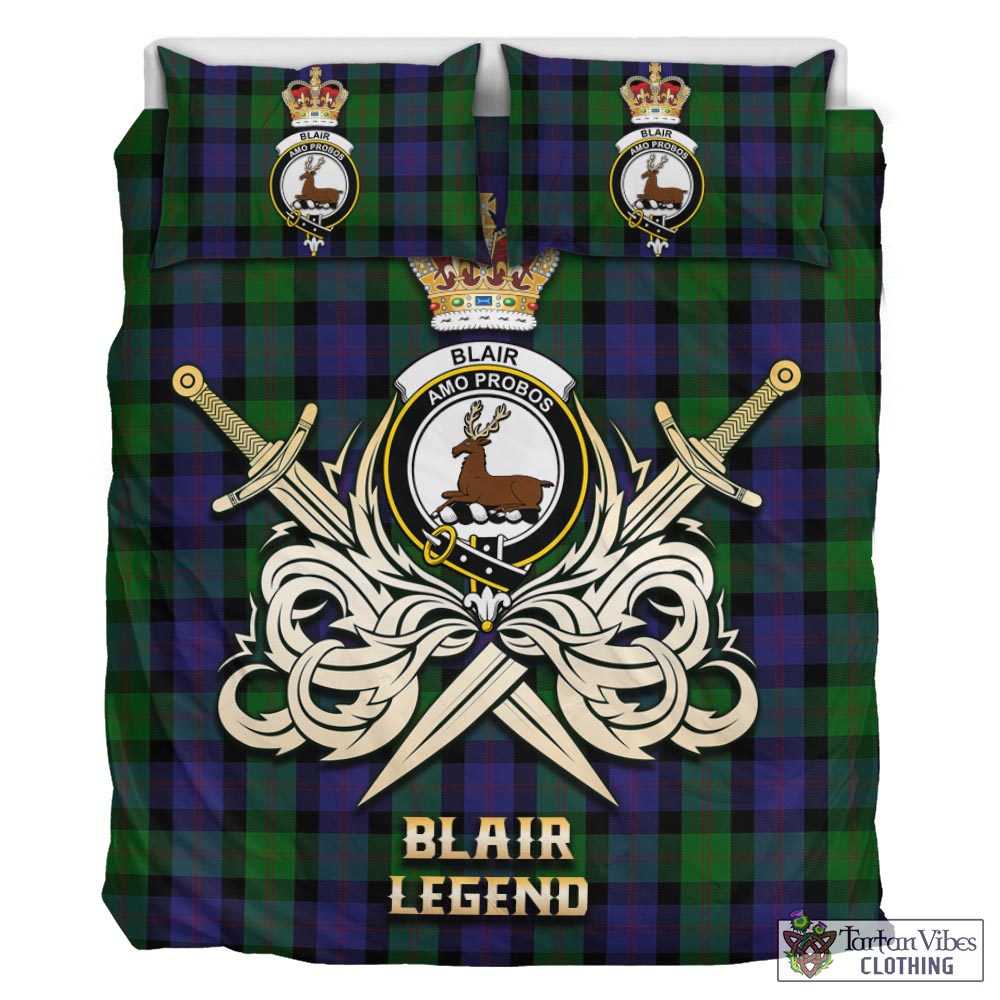 Tartan Vibes Clothing Blair Tartan Bedding Set with Clan Crest and the Golden Sword of Courageous Legacy