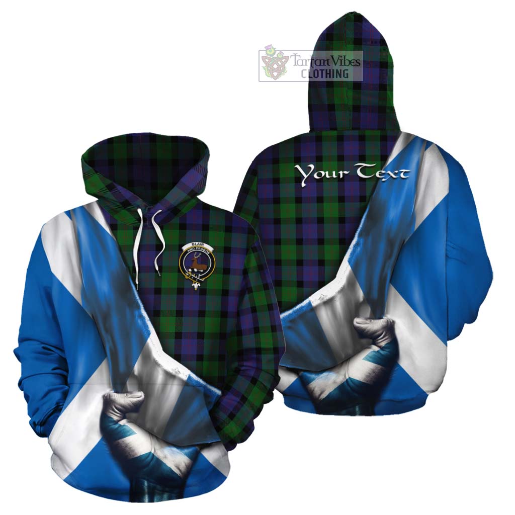 Tartan Vibes Clothing Blair Tartan Cotton Hoodie with Family Crest Scotland Patriotic Style