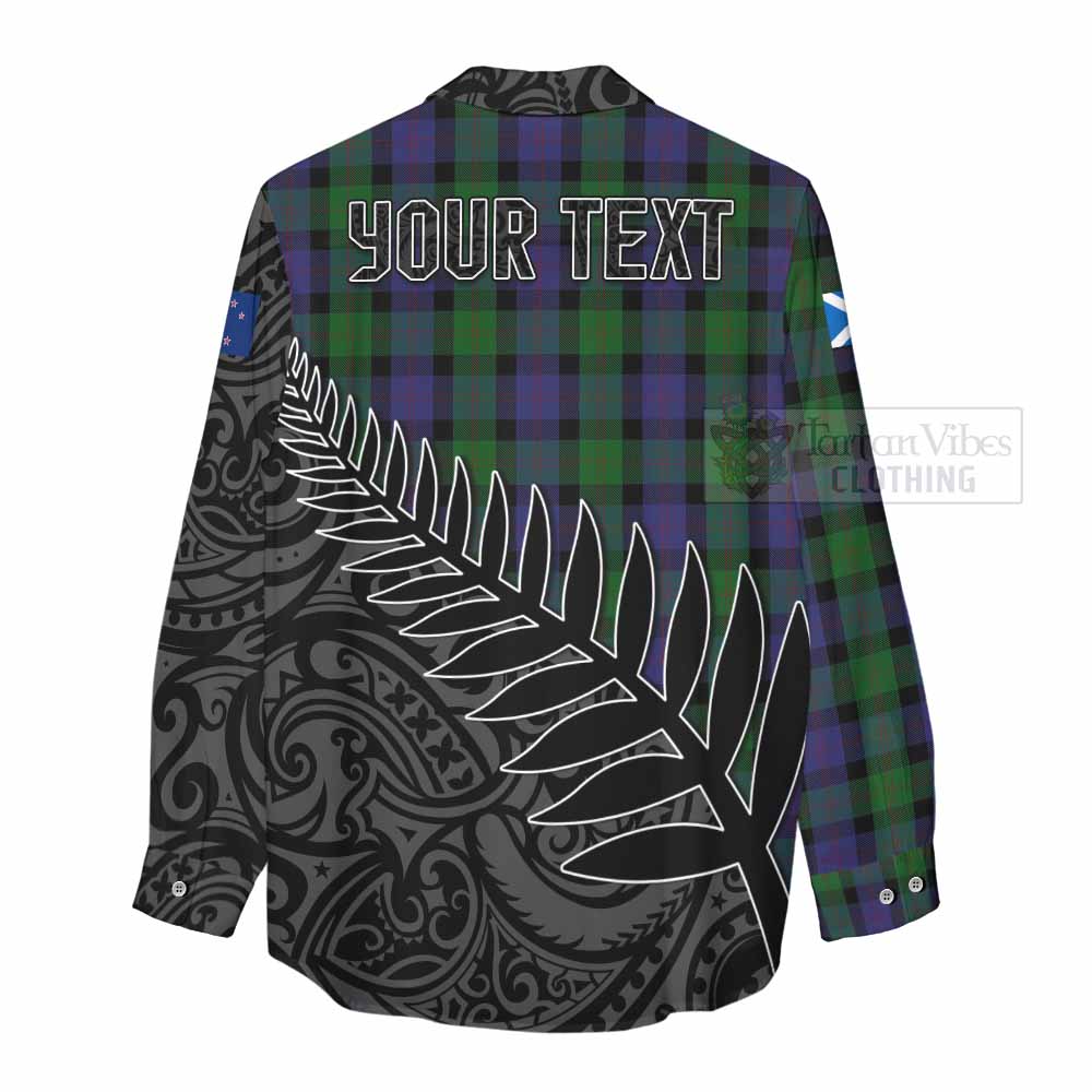 Tartan Vibes Clothing Blair Crest Tartan Women's Casual Shirt with New Zealand Silver Fern Half Style