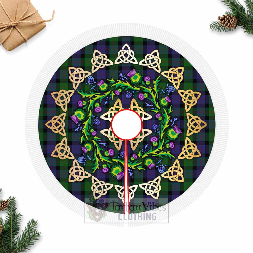 Tartan Vibes Clothing Blair Tartan Christmas Tree Skirt with Thistle Celtic Knot Style