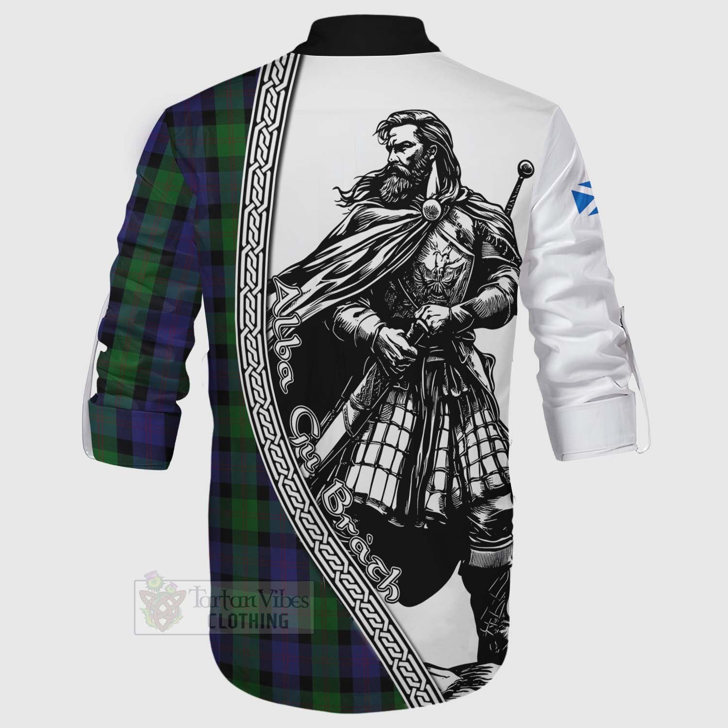 Tartan Vibes Clothing Blair Tartan Clan Crest Ghillie Kilt Shirt with Highlander Warrior Celtic Style