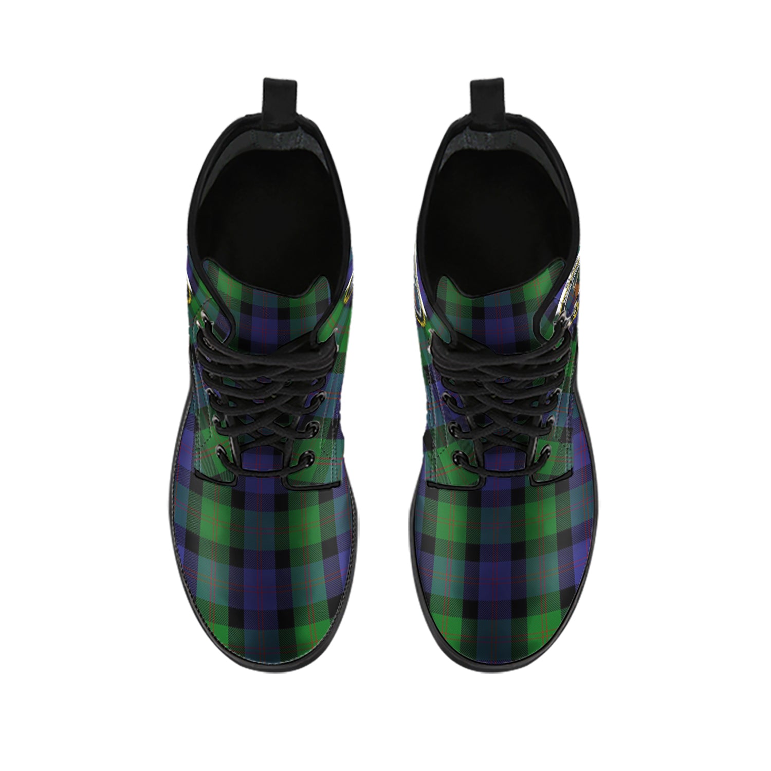 Blair Tartan Leather Boots with Family Crest - Tartanvibesclothing