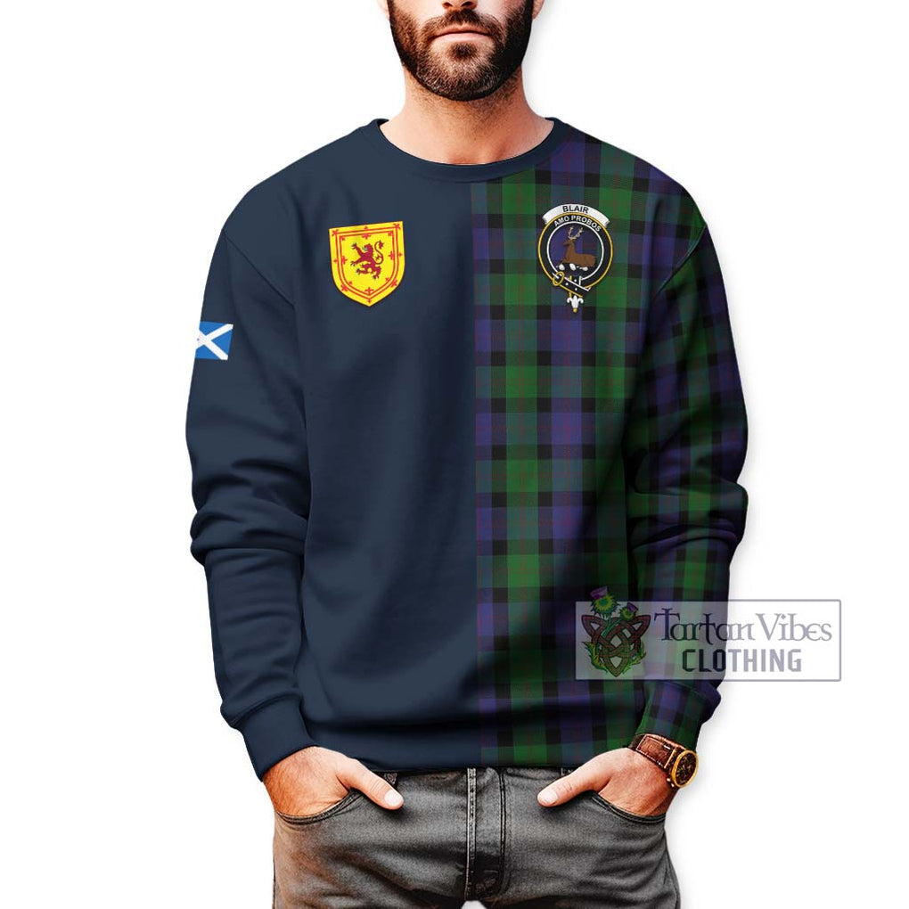 Tartan Vibes Clothing Blair Tartan Sweatshirt with Scottish Lion Royal Arm Half Style