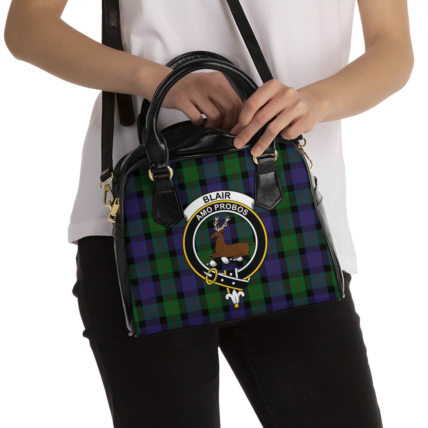 Blair Tartan Shoulder Handbags with Family Crest - Tartanvibesclothing