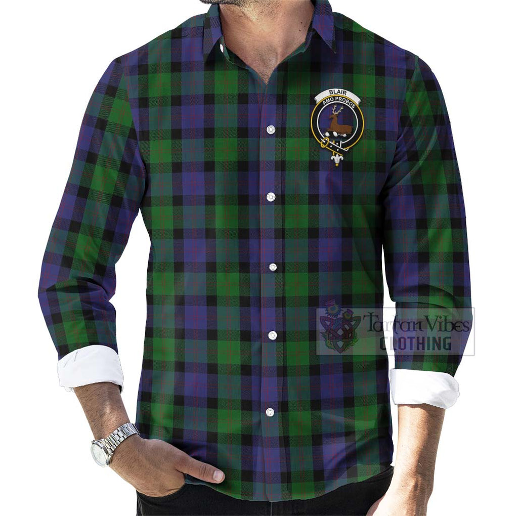 Tartan Vibes Clothing Blair Tartan Long Sleeve Button Shirt with Family Crest and Bearded Skull Holding Bottles of Whiskey