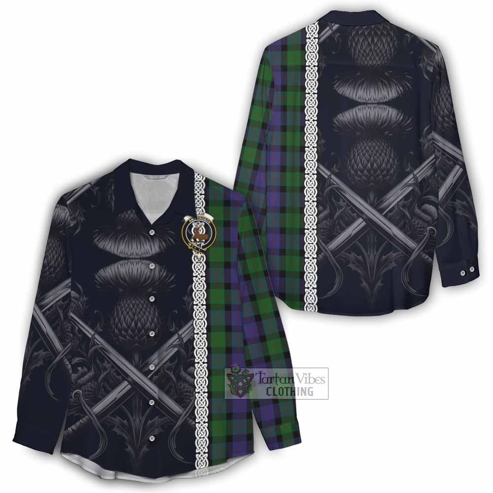 Tartan Vibes Clothing Blair Tartan Women's Casual Shirt with Family Crest Cross Sword Thistle Celtic Vibes