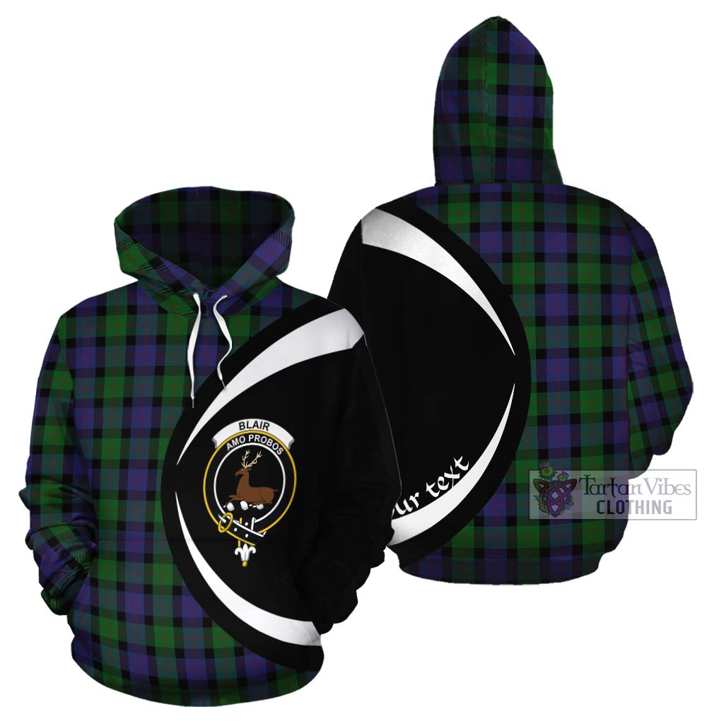 Tartan Vibes Clothing Blair Tartan Cotton Hoodie with Family Crest Circle Style