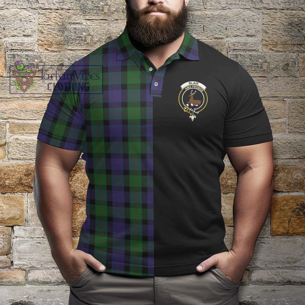 Blair Tartan Polo Shirt with Family Crest and Half Of Me Style - Tartanvibesclothing Shop