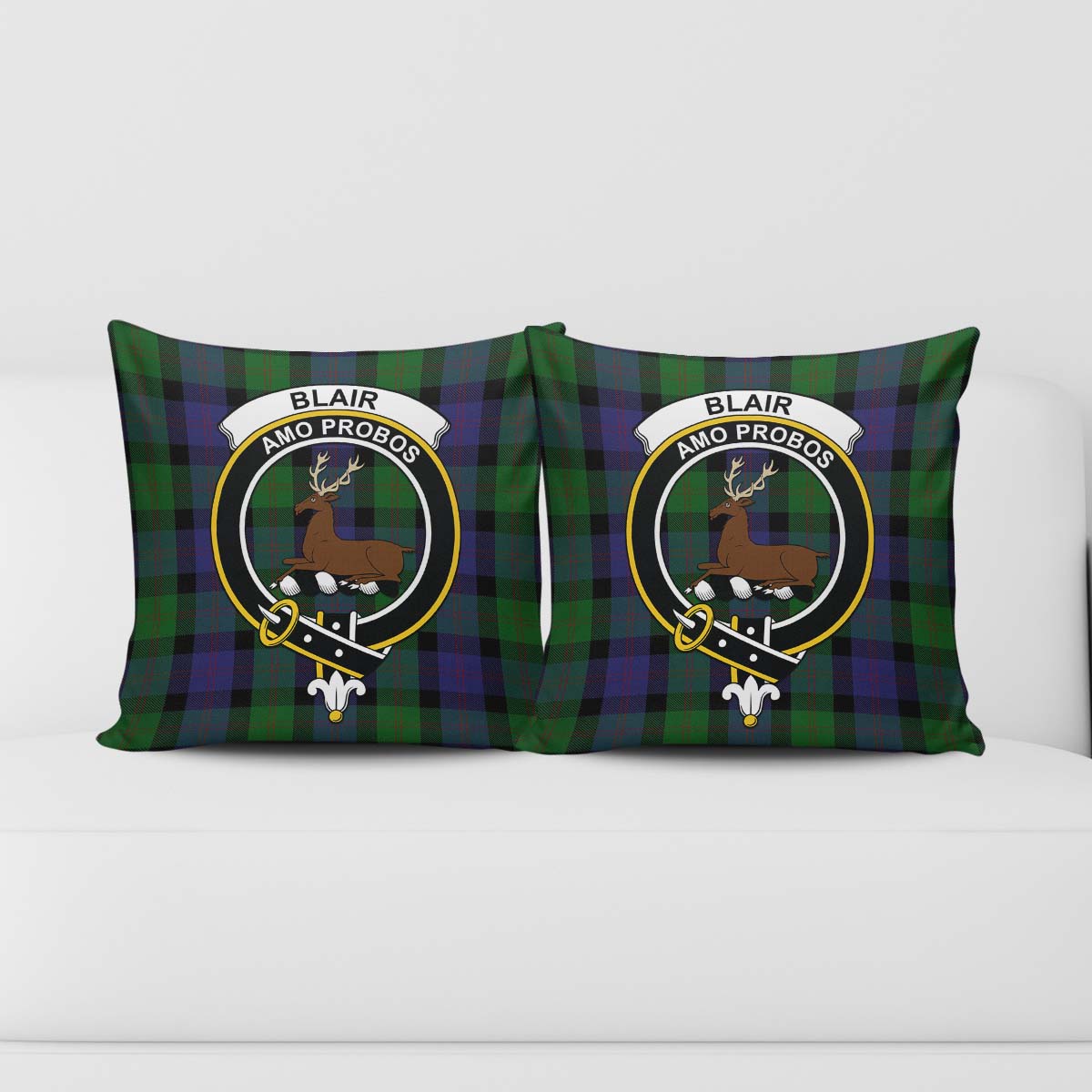 Blair Tartan Pillow Cover with Family Crest - Tartanvibesclothing