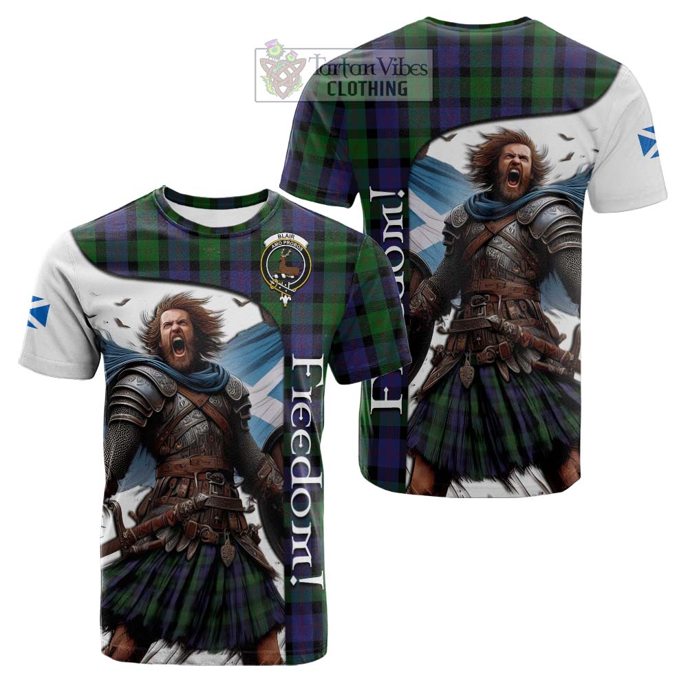 Tartan Vibes Clothing Blair Crest Tartan Cotton T-shirt Inspired by the Freedom of Scottish Warrior