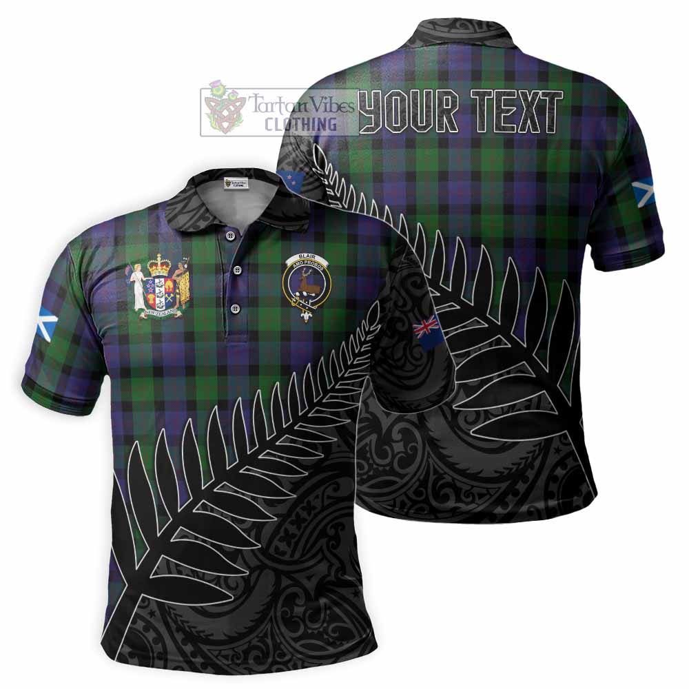 Blair Crest Tartan Polo Shirt with New Zealand Silver Fern Half Style