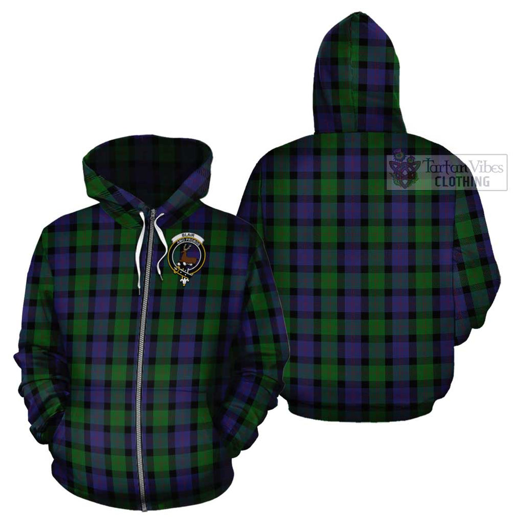 Blair Tartan Cotton Hoodie with Family Crest Zip Hoodie - Tartan Vibes Clothing