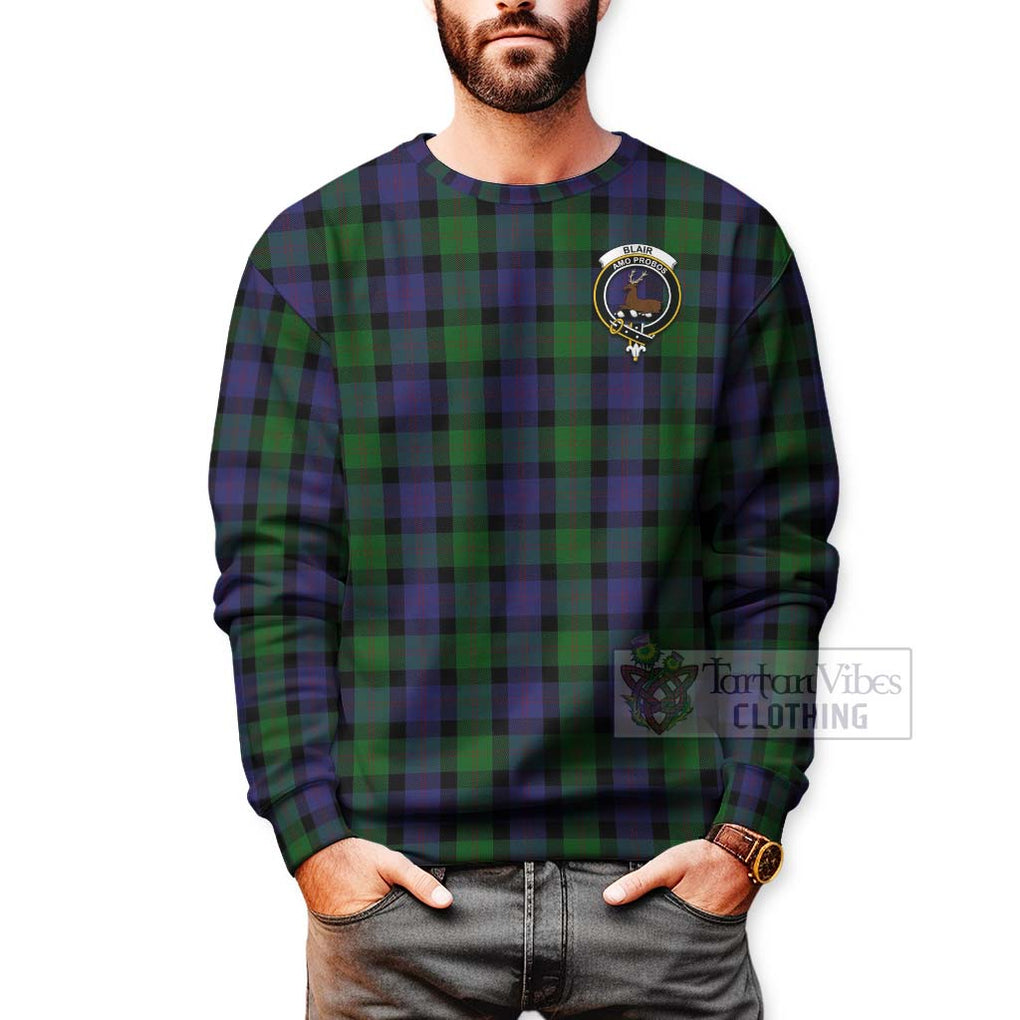 Tartan Vibes Clothing Blair Tartan Sweatshirt with Family Crest Celtic Skull Style