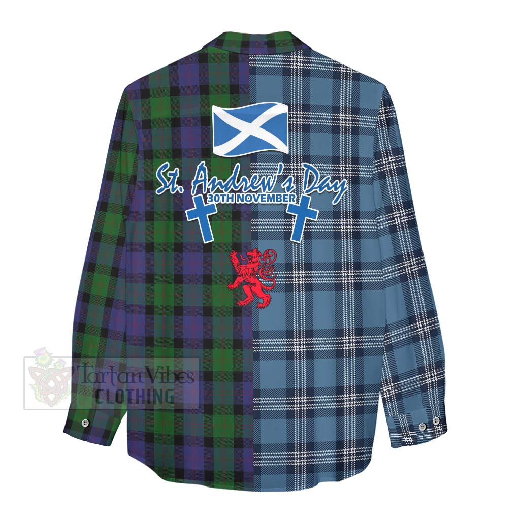 Tartan Vibes Clothing Blair Tartan Women's Casual Shirt Happy St. Andrew's Day Half Tartan Style