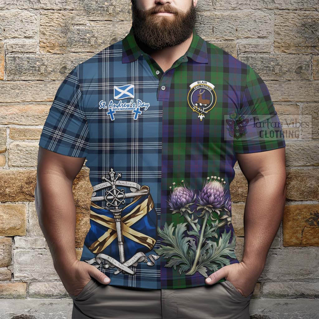 Tartan Vibes Clothing Blair Tartan Polo Shirt Happy St. Andrew's Day Half Tartan Style