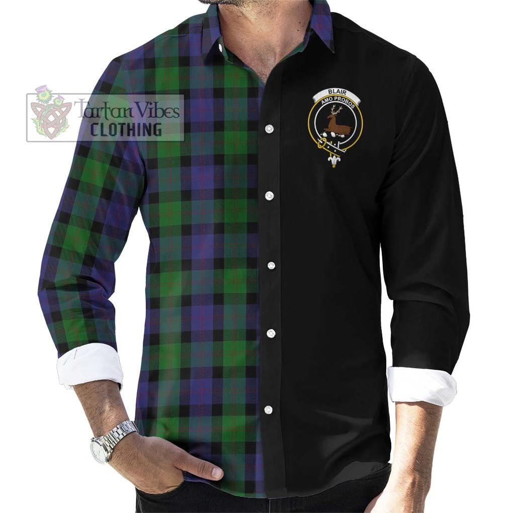 Blair Tartan Long Sleeve Button Shirt with Family Crest and Half Of Me Style - Tartanvibesclothing Shop