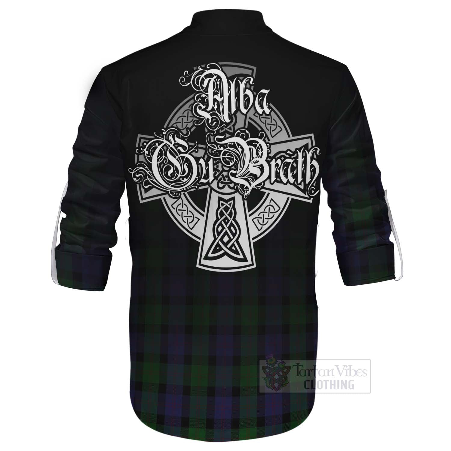 Tartan Vibes Clothing Blair Tartan Ghillie Kilt Shirt Featuring Alba Gu Brath Family Crest Celtic Inspired