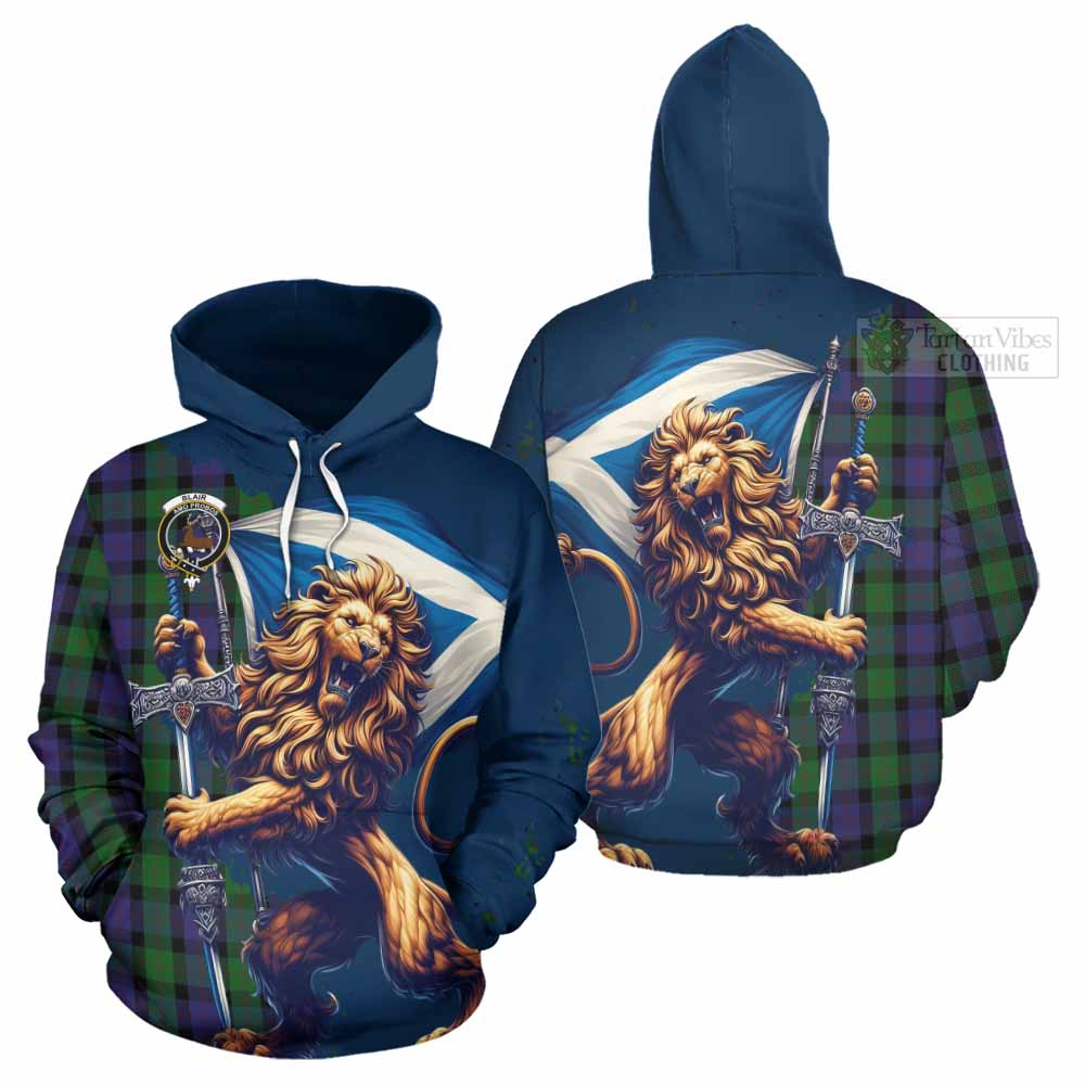 Tartan Vibes Clothing Blair Tartan Family Crest Hoodie with Scottish Majestic Lion