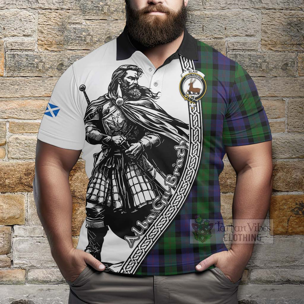 Tartan Vibes Clothing Blair Tartan Clan Crest Polo Shirt with Highlander Warrior Celtic Style