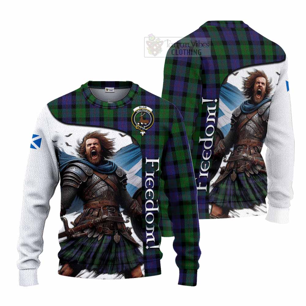 Tartan Vibes Clothing Blair Crest Tartan Knitted Sweater Inspired by the Freedom of Scottish Warrior