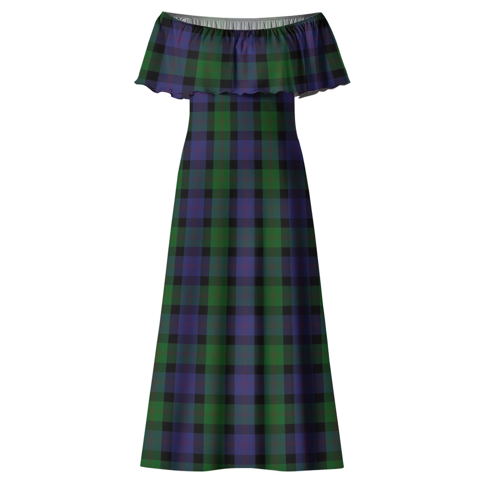 Blair Tartan Off Shoulder Long Dress - Tartanvibesclothing