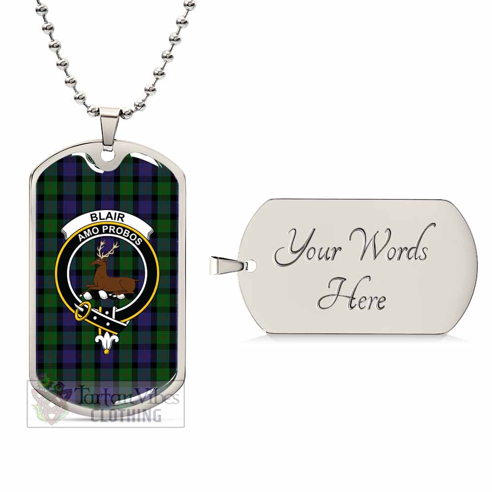 Tartan Vibes Clothing Blair Tartan Dog Tag Necklace with Family Crest