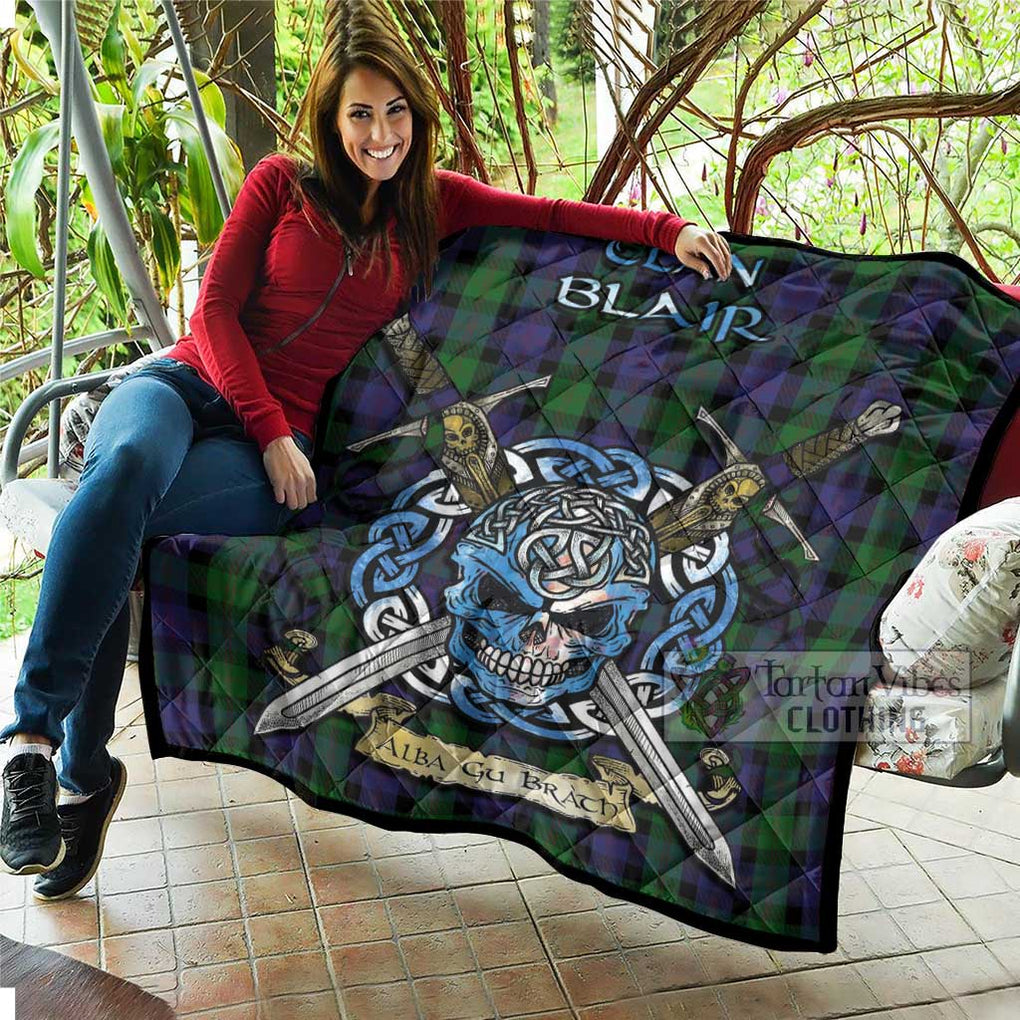 Tartan Vibes Clothing Blair Tartan Quilt with Celtic Skull Alba Gu Brath Style