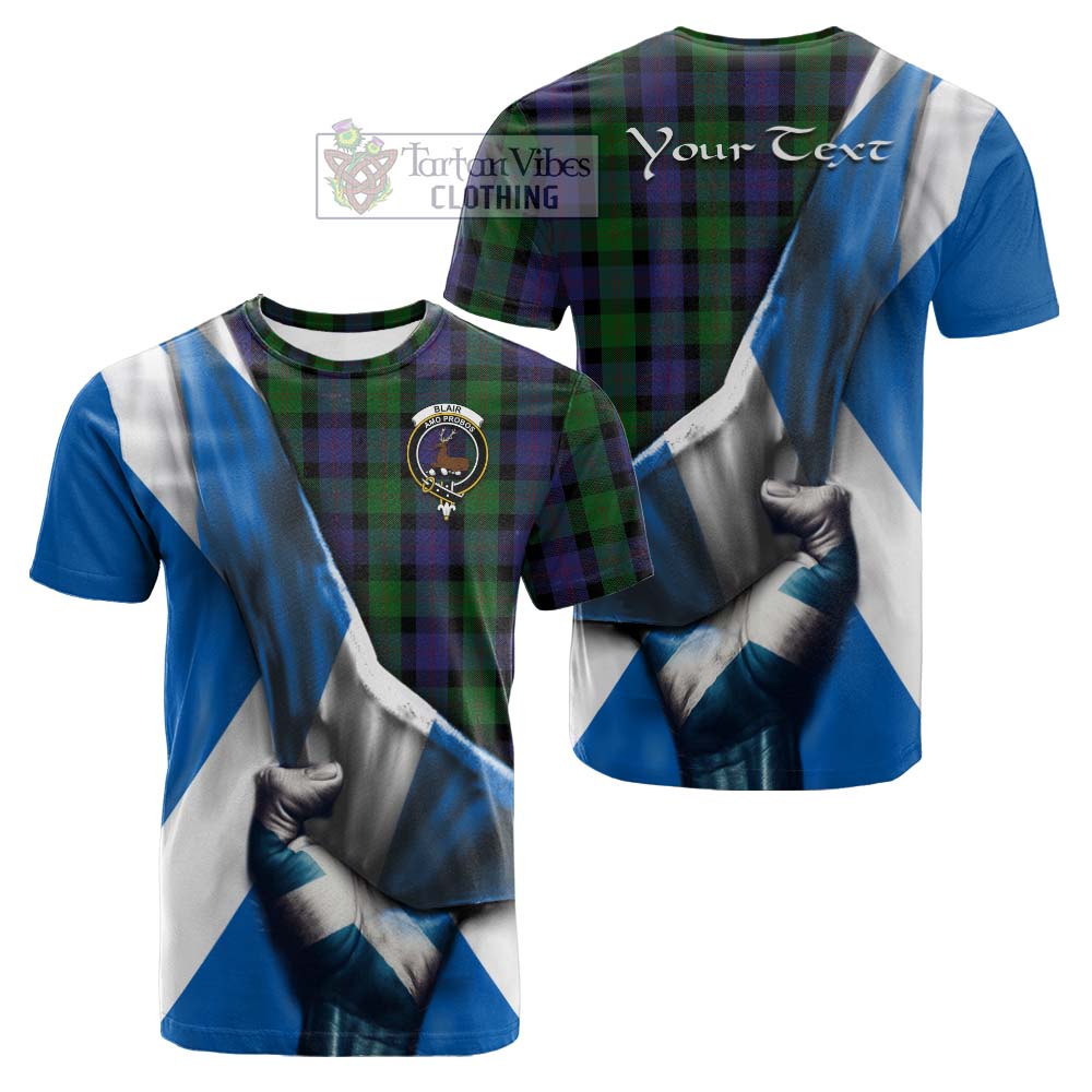 Tartan Vibes Clothing Blair Tartan Cotton T-shirt with Family Crest Scotland Patriotic Style