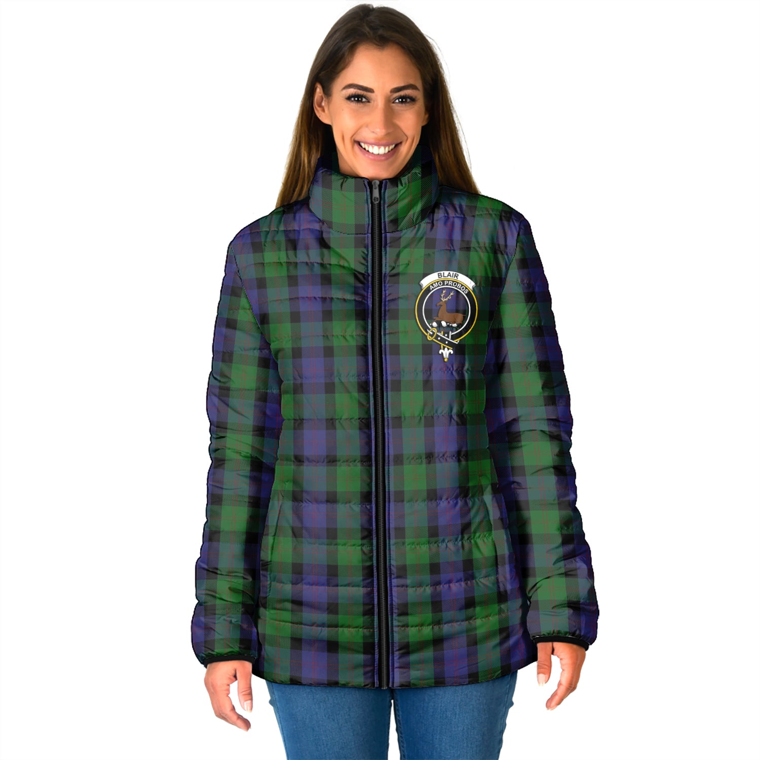 Blair Tartan Padded Jacket with Family Crest - Tartan Vibes Clothing