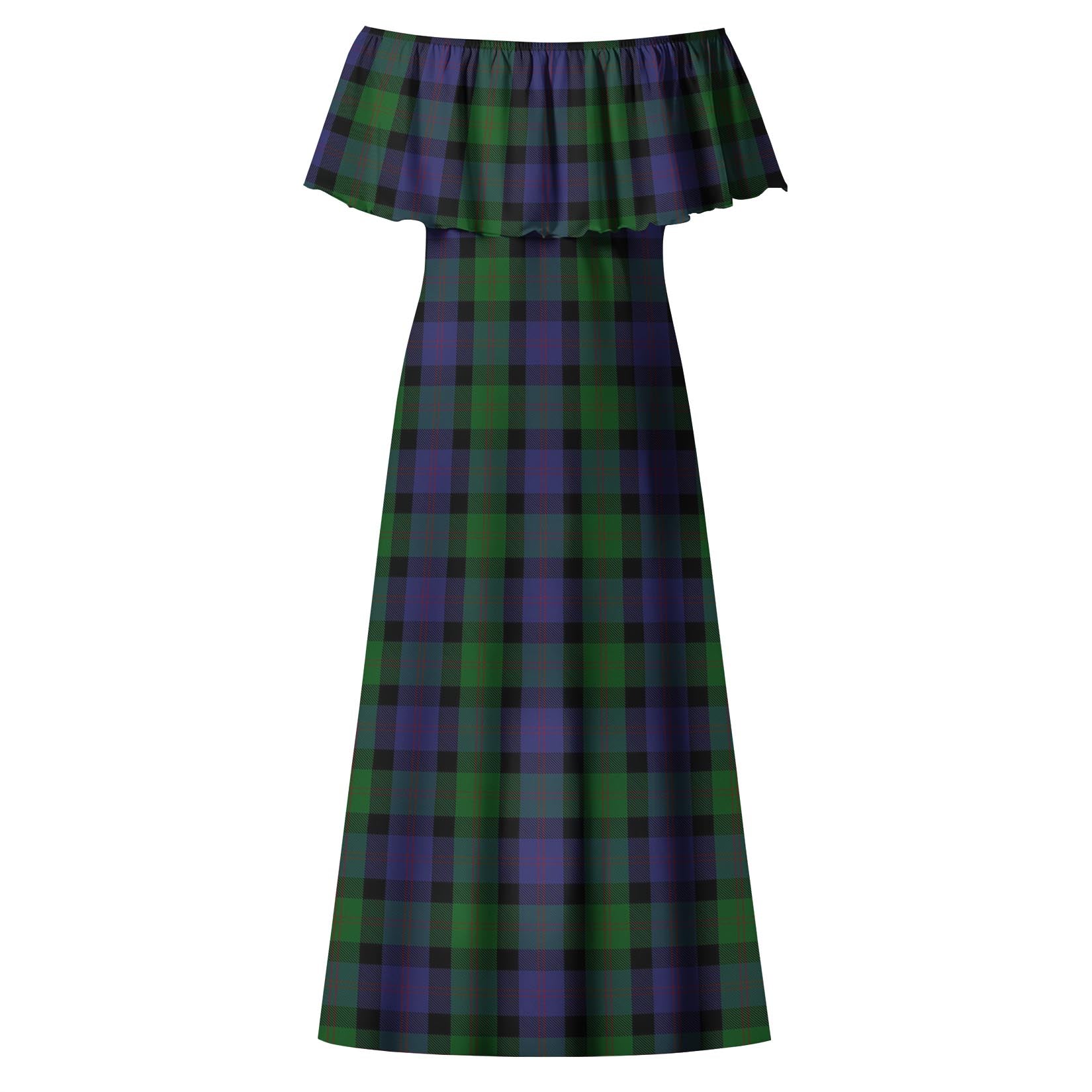 Blair Tartan Off Shoulder Long Dress - Tartanvibesclothing