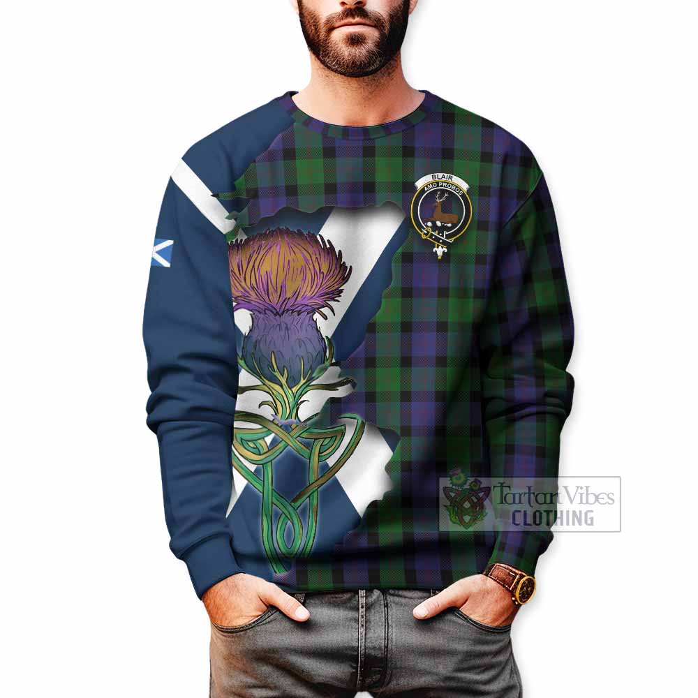 Blair Tartan Family Crest Sweatshirt Scottish Thistle Celtic Inspired - Tartan Vibes Clothing