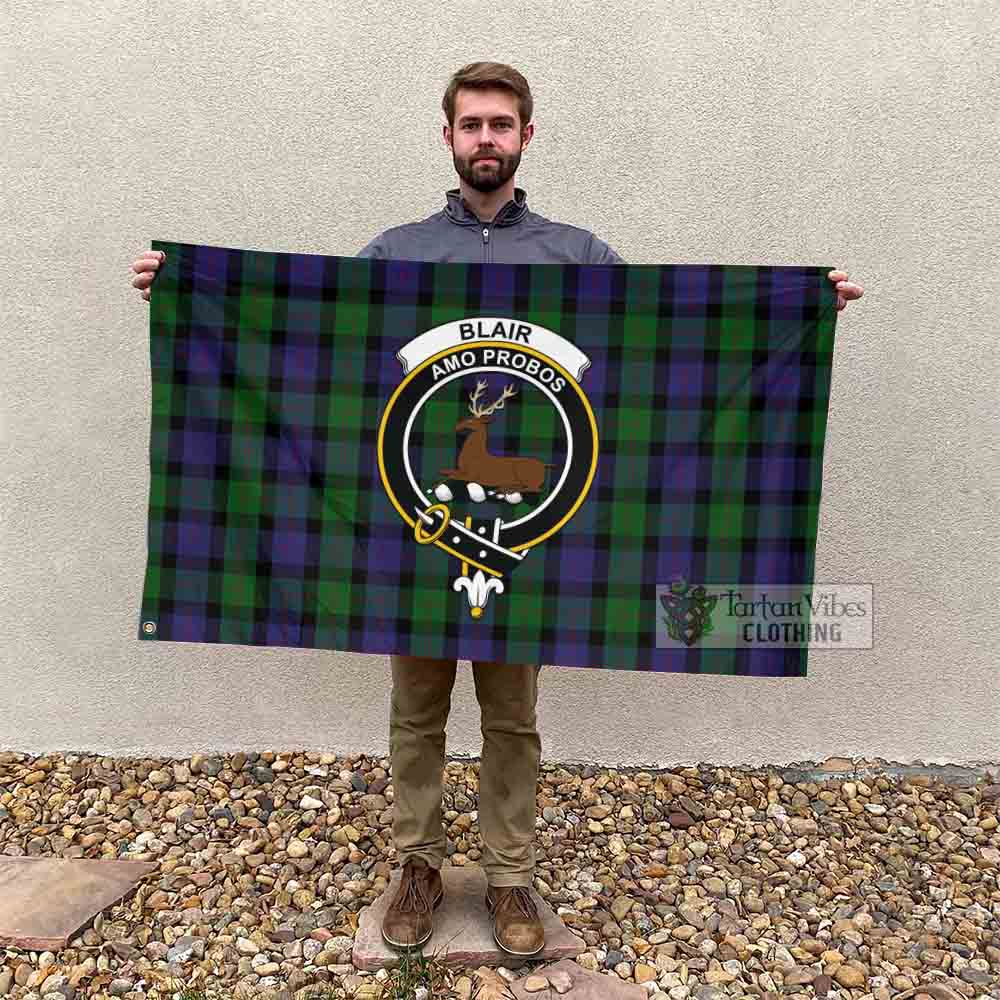 Tartan Vibes Clothing Blair Tartan House Flag with Family Crest