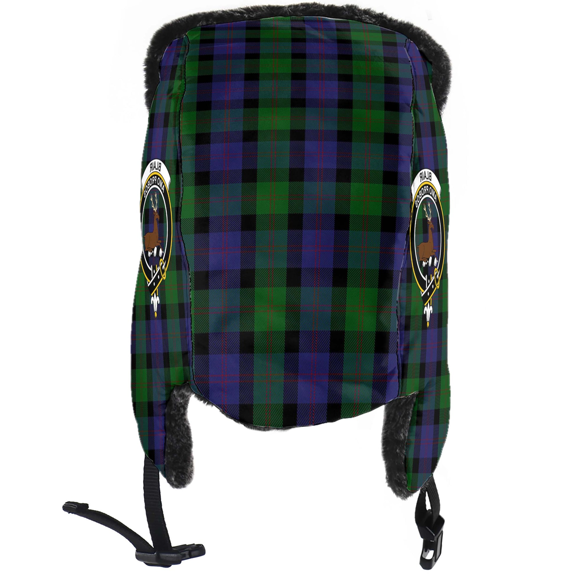 Blair Tartan Winter Trapper Hat with Family Crest - Tartanvibesclothing