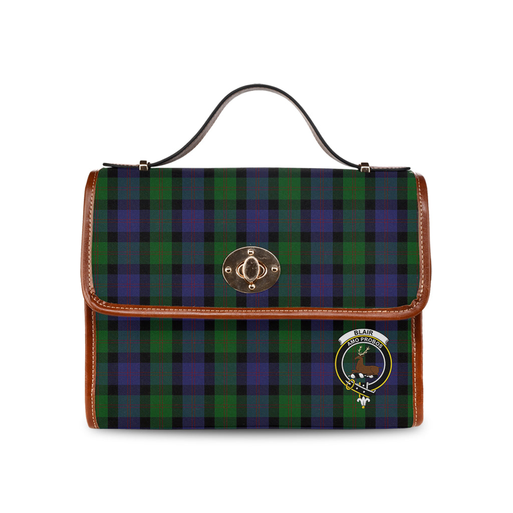 Blair Tartan Leather Strap Waterproof Canvas Bag with Family Crest - Tartanvibesclothing