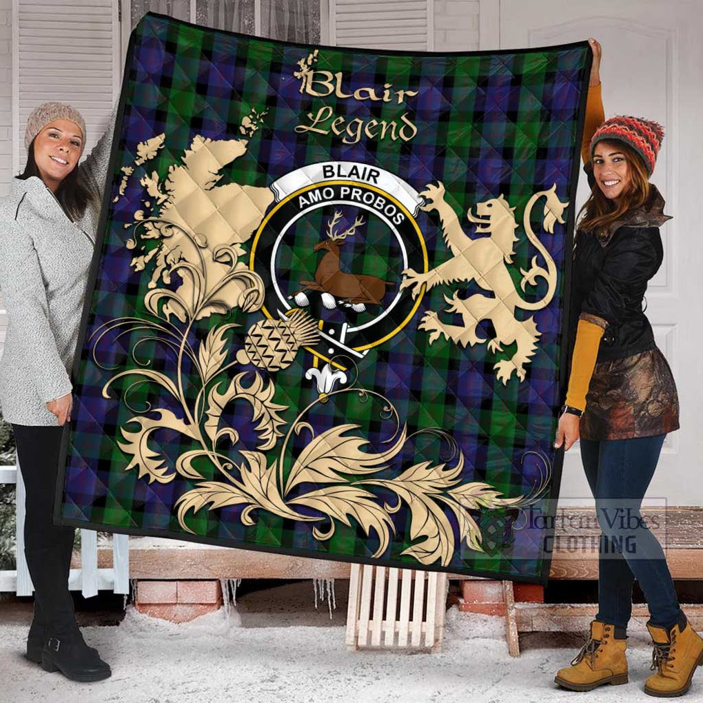 Tartan Vibes Clothing Blair Tartan Quilt with Family Crest and Scottish Symbol Style