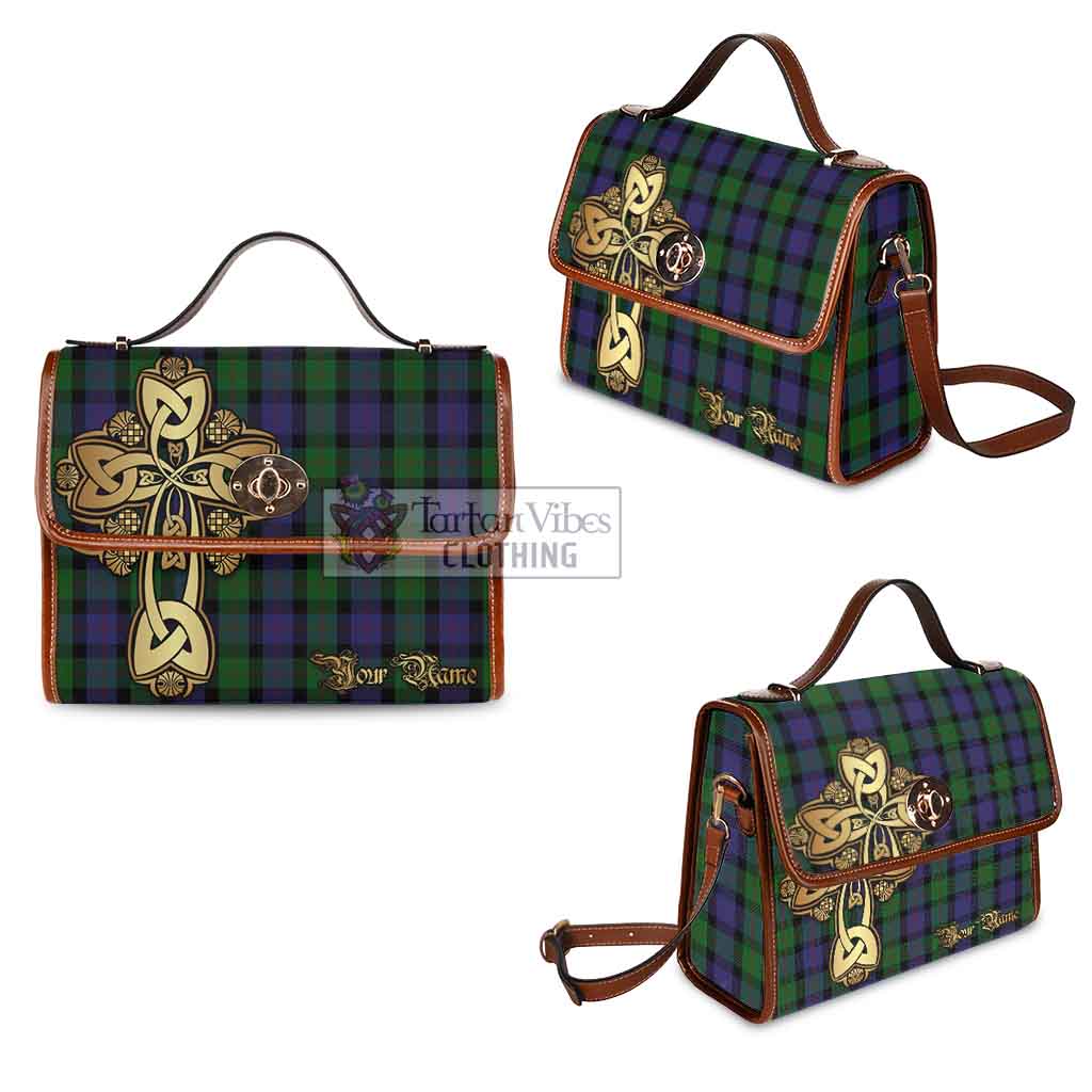 Tartan Vibes Clothing Blair Tartan Waterproof Canvas Bag Golden Thistle Celtic Cross Style