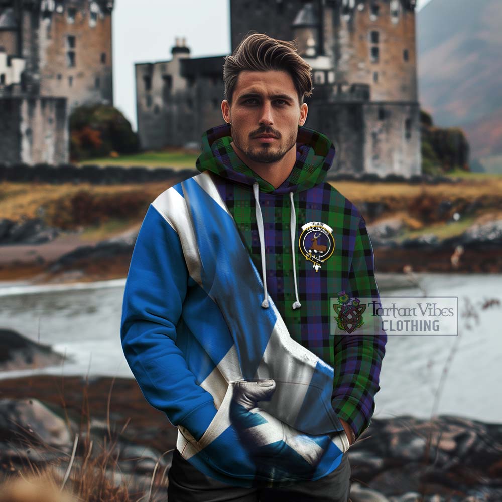 Tartan Vibes Clothing Blair Tartan Cotton Hoodie with Family Crest Scotland Patriotic Style