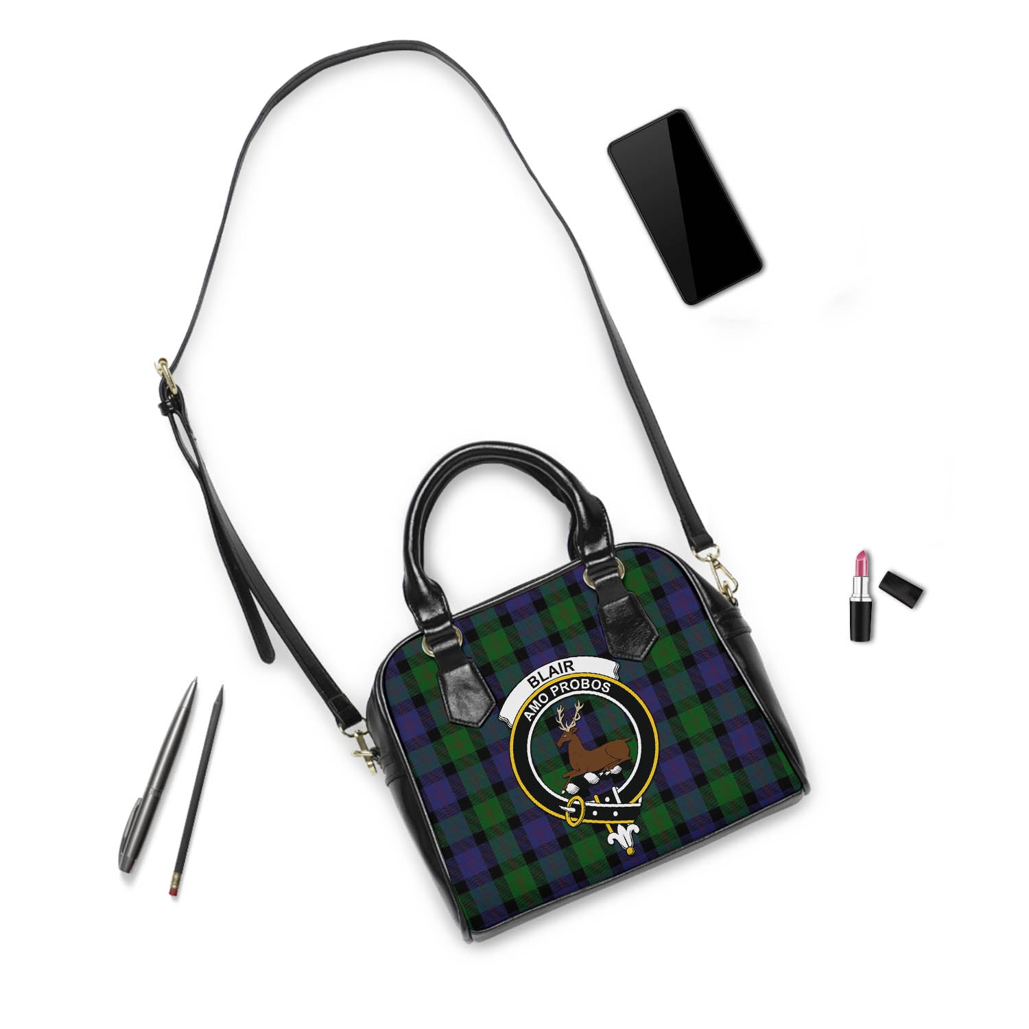 Blair Tartan Shoulder Handbags with Family Crest - Tartanvibesclothing