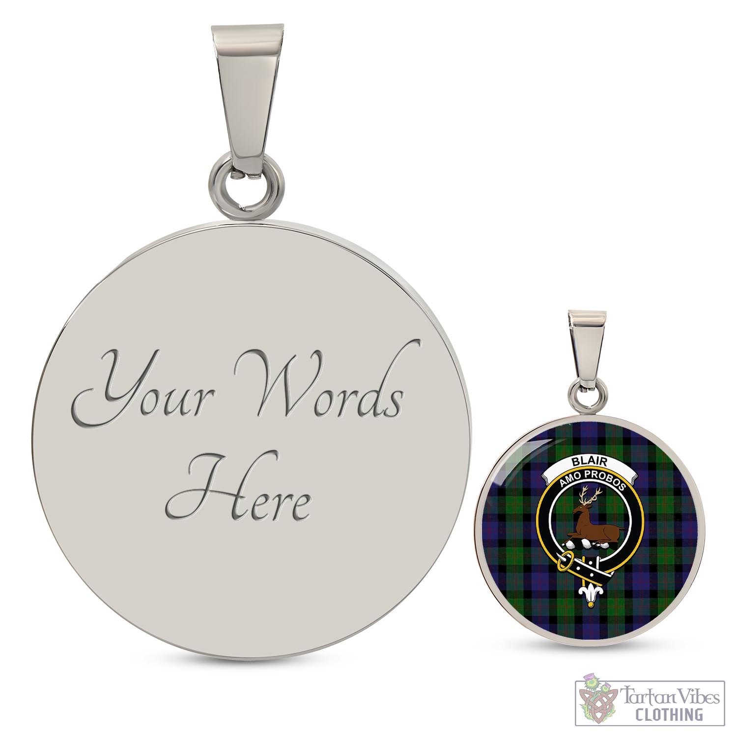 Tartan Vibes Clothing Blair Tartan Circle Necklace with Family Crest