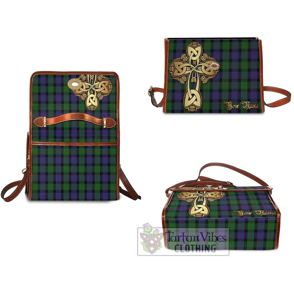 Tartan Vibes Clothing Blair Tartan Waterproof Canvas Bag Golden Thistle Celtic Cross Style