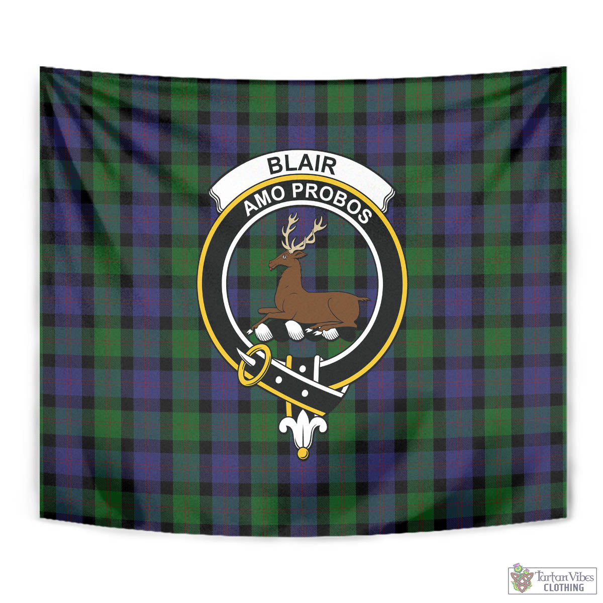 Tartan Vibes Clothing Blair Tartan Tapestry Wall Hanging and Home Decor for Room with Family Crest