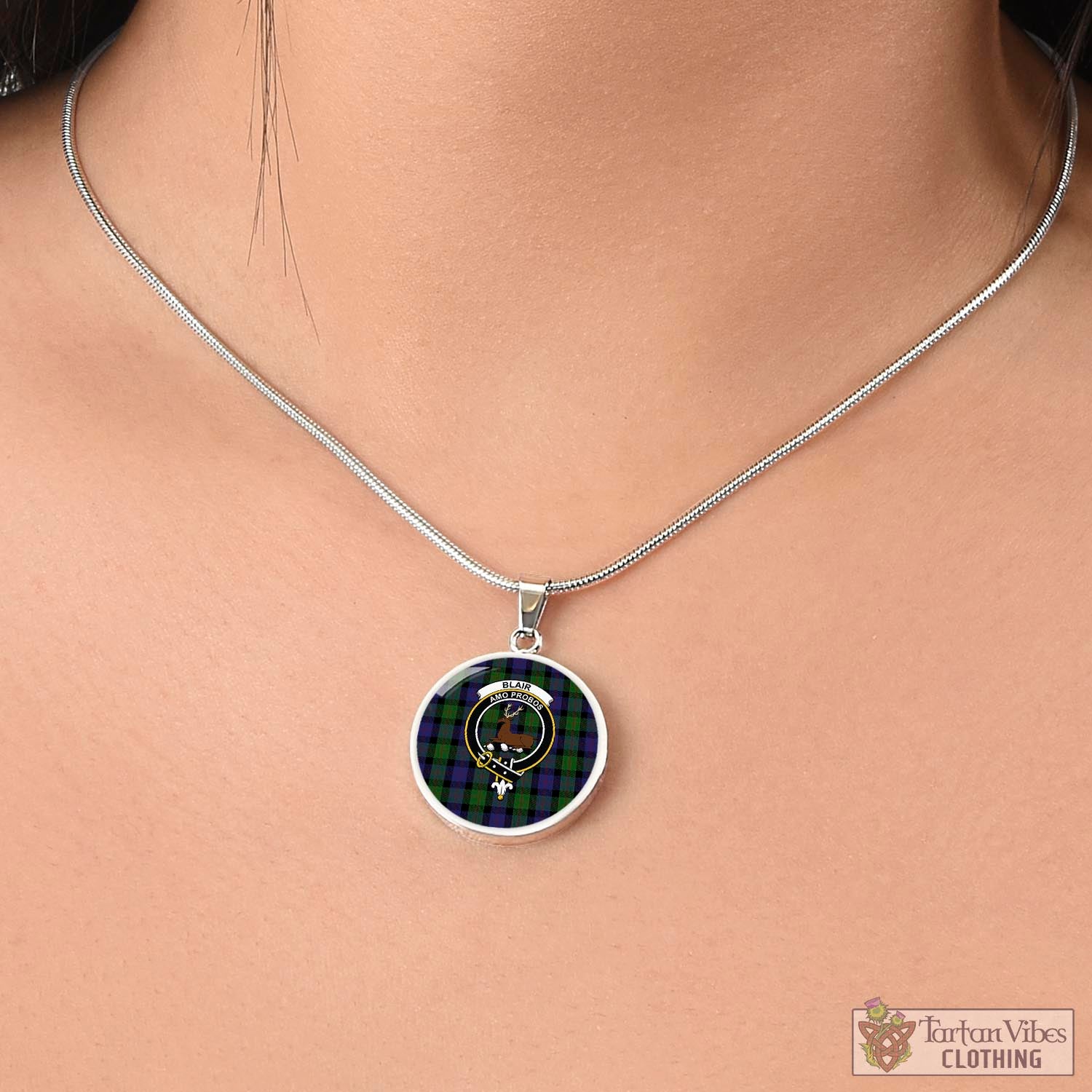 Tartan Vibes Clothing Blair Tartan Circle Necklace with Family Crest