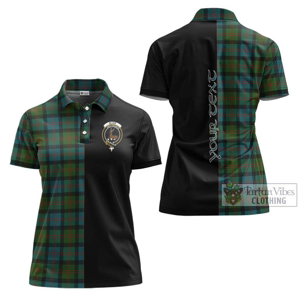 Blair Ancient Tartan Women's Polo Shirt with Family Crest and Half Of Me Style Women - Tartanvibesclothing Shop