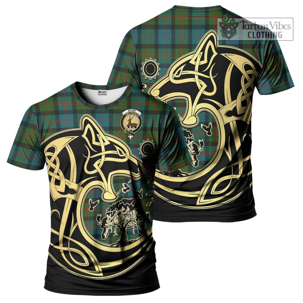 Blair Ancient Tartan T-Shirt with Family Crest Celtic Wolf Style Kid's Shirt - Tartan Vibes Clothing