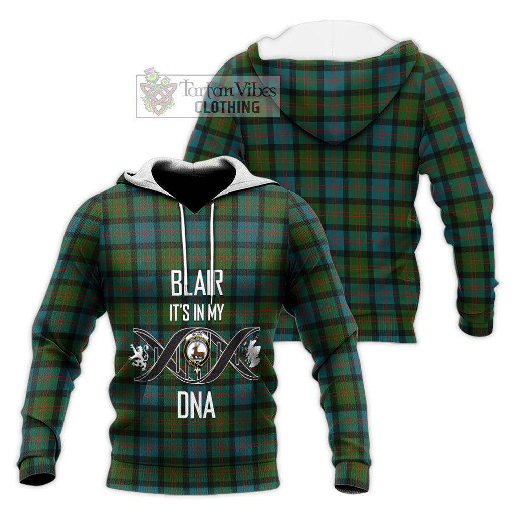 Blair Ancient Tartan Knitted Hoodie with Family Crest DNA In Me Style Unisex Knitted Pullover Hoodie - Tartanvibesclothing Shop