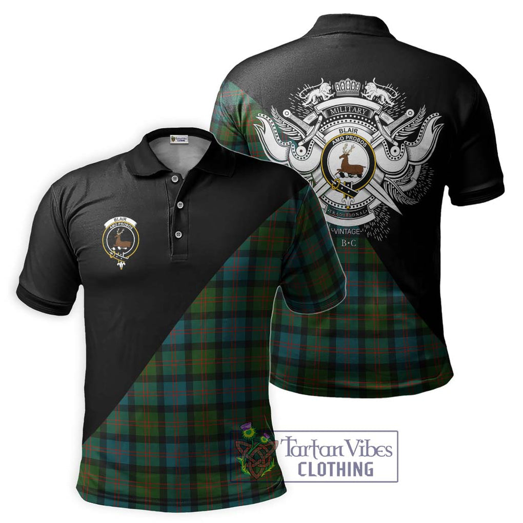 Blair Ancient Tartan Polo Shirt with Family Crest and Military Logo Style Kid - Tartanvibesclothing Shop